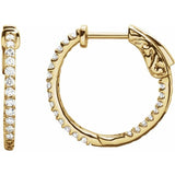 14K Yellow Gold 1/2 CTW Lab-Grown Diamond Inside-Outside 19 mm Hinged Hoop Earrings