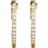 14K Yellow Gold 1/2 CTW Lab-Grown Diamond Inside-Outside 19 mm Hinged Hoop Earrings
