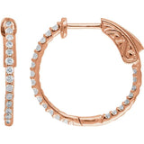 14K Rose Gold 1/2 CTW Lab-Grown Diamond Inside-Outside 19 mm Hinged Hoop Earrings