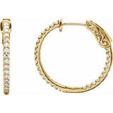 14K Yellow Gold 3/4 CTW Lab-Grown Diamond Inside-Outside 23 mm Hinged Hoop Earrings