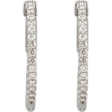 14K White Gold 3/4 CTW Lab-Grown Diamond Inside-Outside 23 mm Hinged Hoop Earrings