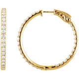 14K Yellow Gold 3 CTW Lab-Grown Diamond Inside-Outside 34.5 mm Hinged Hoop Earrings