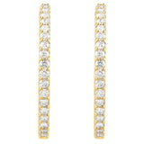 14K Yellow Gold 3 CTW Lab-Grown Diamond Inside-Outside 34.5 mm Hinged Hoop Earrings