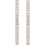 14K Rose Gold 6 1/2 CTW Lab-Grown Diamond Inside-Outside 51 mm Hinged Hoop Earrings
