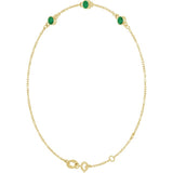 14K Yellow Gold Lab-Grown Emerald Bezel-Set 3-Stone 6 1/2-7 1/2" Bracelet