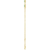 14K Yellow Gold Lab-Grown Emerald Bezel-Set 3-Stone 6 1/2-7 1/2" Bracelet