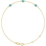 14K Yellow Gold Natural Aquamarine Bezel-Set 3-Stone 6 1/2-7 1/2" Bracelet