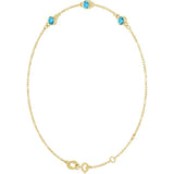 14K Yellow Gold Natural Aquamarine Bezel-Set 3-Stone 6 1/2-7 1/2" Bracelet