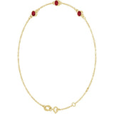 14K Yellow Gold Lab-Grown Ruby Bezel-Set 3-Stone 6 1/2-7 1/2" Bracelet