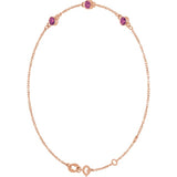 14K Rose Gold Natural Pink Tourmaline Bezel-Set 3-Stone 6 1/2-7 1/2" Bracelet