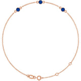 14K Rose Gold Natural Blue Sapphire Bezel-Set 3-Stone 6 1/2-7 1/2" Bracelet