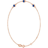14K Rose Gold Natural Blue Sapphire Bezel-Set 3-Stone 6 1/2-7 1/2" Bracelet