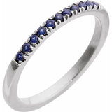 14K White Gold Natural Blue Sapphire Stackable Ring