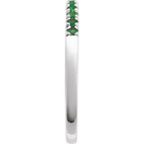 Sterling Silver Natural Emerald Stackable Ring