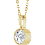 14K Yellow Gold 1/2 CT Natural Diamond Bezel-Set Solitaire 16-18" Necklace