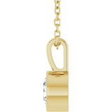14K Yellow Gold 1/2 CT Natural Diamond Bezel-Set Solitaire 16-18" Necklace