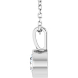 Sterling Silver 1/2 CT Natural Diamond Bezel-Set Solitaire 16-18" Necklace