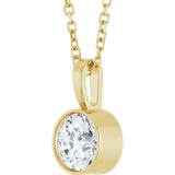 14K Yellow Gold 5/8 CT Natural Diamond Bezel-Set Solitaire 16-18" Necklace