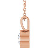 14K Rose Gold 5/8 CT Natural Diamond Bezel-Set Solitaire 16-18" Necklace