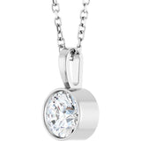 Platinum 5/8 CT Natural Diamond Bezel-Set Solitaire 16-18" Necklace