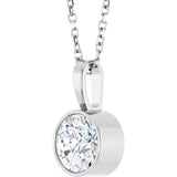 Sterling Silver 9/10 CT Natural Diamond Bezel-Set Solitaire 16-18" Necklace