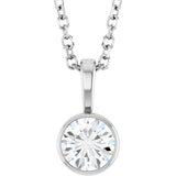 Platinum 1/3 CT Lab-Grown Diamond Bezel-Set Solitaire 16-18" Necklace