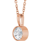 14K Rose Gold 1/2 CT Lab-Grown Diamond Bezel-Set Solitaire 16-18" Necklace