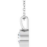 14K White Gold 5/8 CT Lab-Grown Diamond Bezel-Set Solitaire 16-18" Necklace