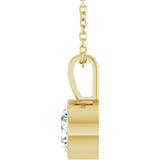 14K Yellow Gold 9/10 CT Lab-Grown Diamond Bezel-Set Solitaire 16-18" Necklace