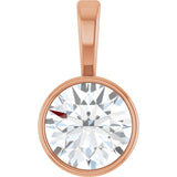14K Rose Gold 3/4 CT Natural Diamond Bezel-Set Solitaire Pendant