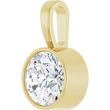 14K Yellow Gold 9/10 CT Natural Diamond Bezel-Set Solitaire Pendant