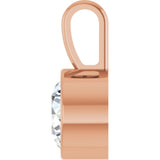 14K Rose Gold 9/10 CT Natural Diamond Bezel-Set Solitaire Pendant