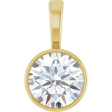 14K Yellow Gold 5/8 CT Lab-Grown Diamond Bezel-Set Solitaire Pendant