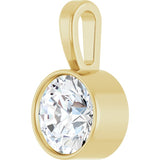 14K Yellow Gold 5/8 CT Lab-Grown Diamond Bezel-Set Solitaire Pendant