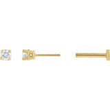 14K Yellow Gold Natural White Sapphire Earring