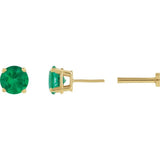 14K Yellow Gold Natural Emerald Earring