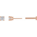 14K Rose Gold 1/10 CT Natural Diamond  Earring