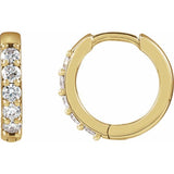 14K Yellow Gold 1/4 CTW Natural Diamond Hinged 12.5 mm Hoop Earrings