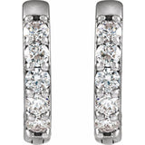 14K White Gold 1/4 CTW Natural Diamond Hinged 12.5 mm Hoop Earrings