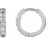 Platinum 1/4 CTW Natural Diamond Hinged 12.5 mm Hoop Earrings