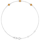 Sterling Silver Natural Citrine Bezel-Set 3-Stone 6 1/2-7 1/2