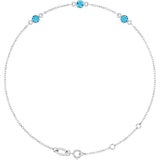 Sterling Silver Natural Aquamarine Bezel-Set 3-Stone 6 1/2-7 1/2" Bracelet