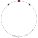 Sterling Silver Natural Mozambique Garnet Bezel-Set 3-Stone 6 1/2-7 1/2" Bracelet