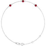 Sterling Silver Natural Ruby Bezel-Set 3-Stone 6 1/2-7 1/2