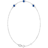 Sterling Silver Lab-Grown Blue Sapphire Bezel-Set 3-Stone 6 1/2-7 1/2" Bracelet