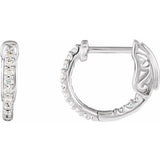 14K White Gold 1/4 CTW Natural Diamond Inside-Outside 14.5 mm Hinged Hoop Earrings