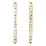 14K Yellow Gold 2 CTW Natural Diamond Inside-Outside 29.5 mm Hinged Hoop Earrings