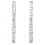 Platinum 3 CTW Natural Diamond Inside-Outside 34.5 mm Hinged Hoop Earrings