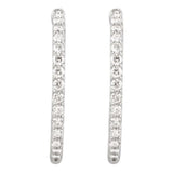 Platinum 2 CTW Natural Diamond Inside-Outside 29.5 mm Hinged Hoop Earrings