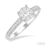 1/3 Ctw Lovebright Round Cut Diamond Engagement Ring in 14K White Gold